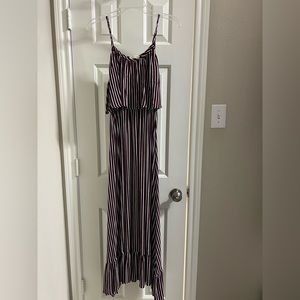Maxi dress.  Maroon. And white stripes. Small